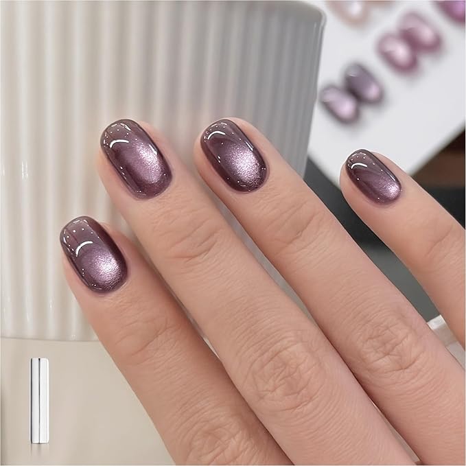 GAOY Jelly Purple Cat Eye Gel Nail Polish, 16ml Glitter Holographic Nail Polish with Magnet, Reflective Translucent UV Gel, 3138 Purple Orchids