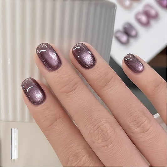 GAOY Jelly Purple Cat Eye Gel Nail Polish, 16ml Glitter Holographic Nail Polish with Magnet, Reflective Translucent UV Gel, 3138 Purple Orchids