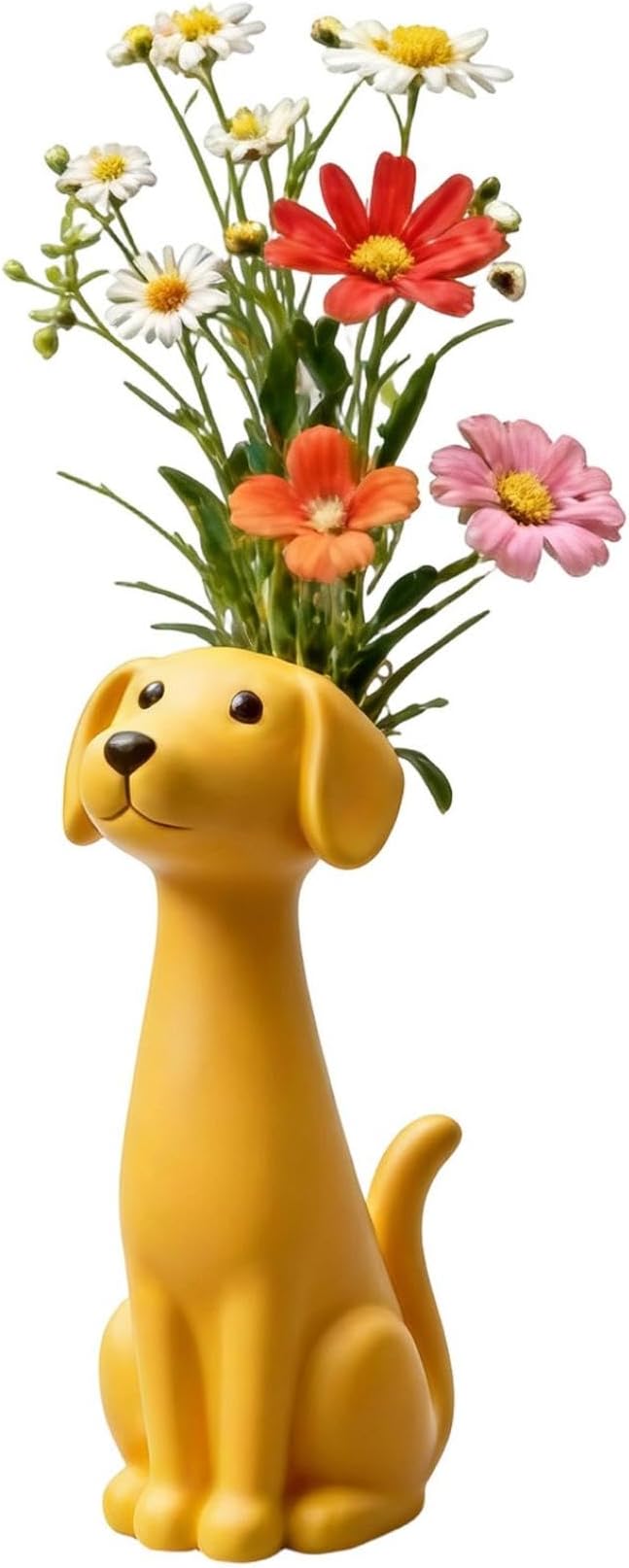 Quirky Dog Vase, Whimsical Boho Dog Flower Vase, Handcrafted Resin Decorative Dog Vases for Small Flowers, Funny Animal Resin Vases, Cute Puppy Planter for Desk Shelf, Boho Home Office Decor