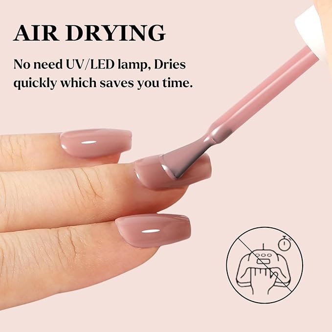 NovaCharm Sheer Nail Polish Nude - Fast Drying Neutral Nail Polish Quick Dry - Long lasting Jelly Nail Varnish High Coverage - Water Based Natural Nail Gel No Required UV/LED Lamp