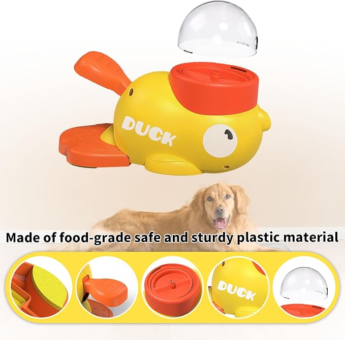 Duck Dog Interactive Treat Dispenser Toy Slow Feeder Food Puzzle | 3 Adjustable Openings Puppies Cats IQ Training Pet Toy for Boredom Relief & Healthy Digestion