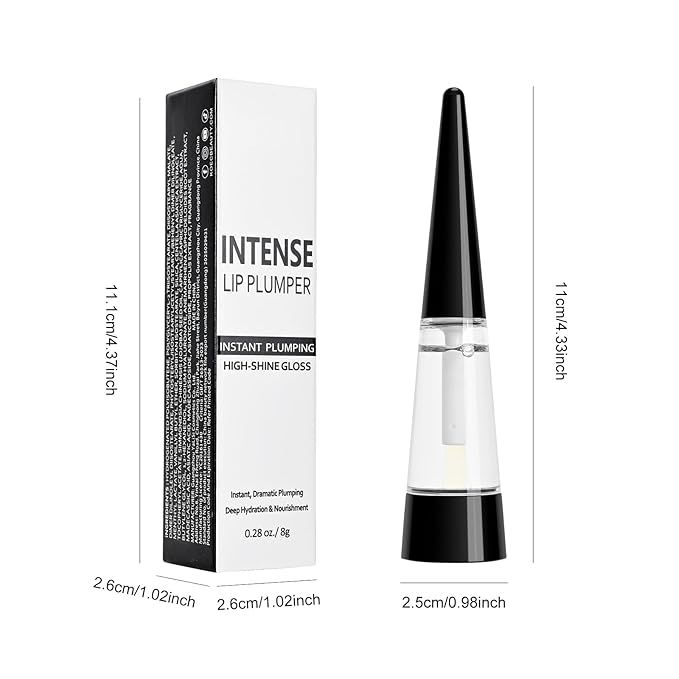 Lip Plumper, Extreme Plumping Lip Fuller, Hydrating and Transparent Lips Balm, Volumizing formula, Youthful Fuller Gloss, Smoother Lips and High Glossy, Non-Sticky - Red, 0.21 Fl Oz
