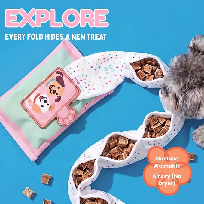 ORIGINAL Interactive Dog Snuffle Wipe Puzzle Toy | Quality Tested, Reinforced Stitching | Anti-Boredom Mental Stimulation | Slow Feeding & Enrichment Game | Small Medium Dogs | Tissue (Pink)