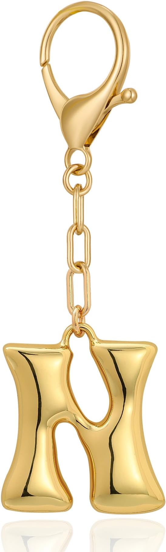 WOWORAMA Initial Letter Keychain for Women Chunky Gold Bubble Letter Bag Charm Purse Charm Personalized Keyrings Accessories