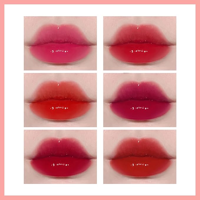 Eakroo 6 Colors Lip Tint Stain Mini Liquid Lipstick, Lip Gloss for Women, Lip Oil Stain, Lip Stain Long Lasting Waterproof, Lip Makeup, Korean Makeup, Cute Stuff, Non-Stick Cup, High Pigment