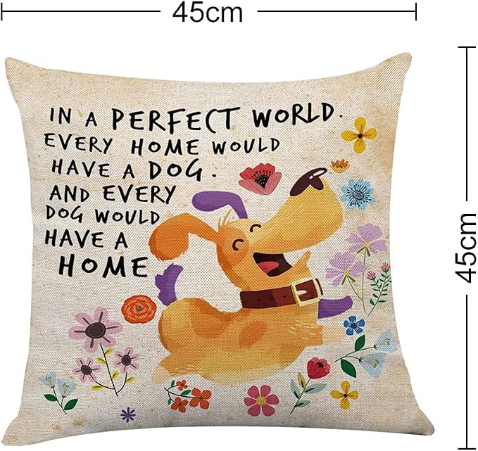 Littlefa Inspiring Gifts Cute Colour Dog Throw Pillow Cover Dog Cushion Cover Decorative Pillowcase Living Room Bedroom Decor for Girls Friends Daughter Niece Women - Dog Home