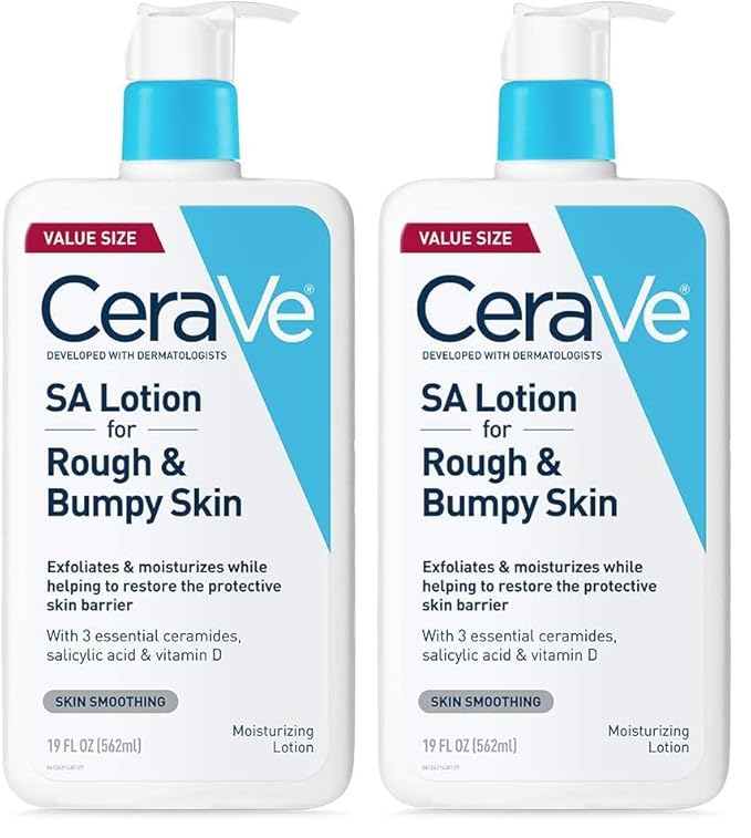 CeraVe SA Lotion for Rough & Bumpy Skin,Vitamin D,Hyaluronic Acid,Lactic Acid,Niacinamide & Salicylic-Acid,Gentle Exfoliating Rough And Bumpy Skin Lotion,19 Ounce,(Pack of 2)