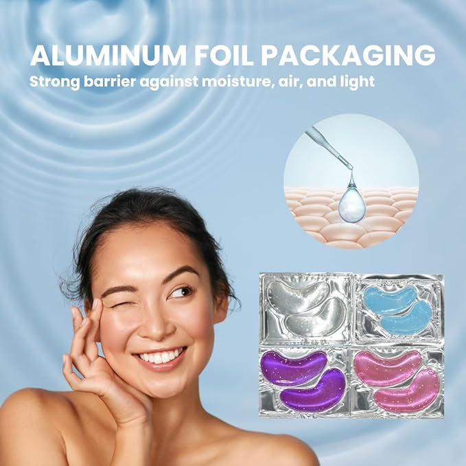 Glitter Marine Collagen Under Eye Patches (24 Pairs), 4 Shimmery Colors, Hydrating Under Eye Gels for Puffy Eyes, Dark Circles, Eye Bags, Wrinkles, Eye Mask(4 Colors, 24 Pairs)