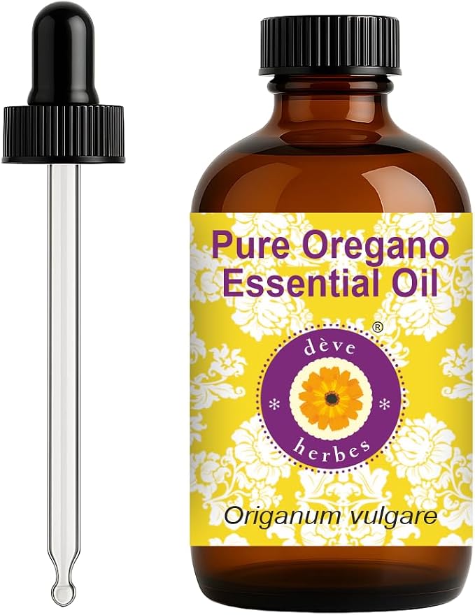 dève herbes Oregano Essential Oil (Origanum vulgare) with Glass Dropper | Pure | Non-Sticky | Non-Greasy | Lightweight | Men & Women | All Skin Types | Steam Distilled 120ml (4 oz)