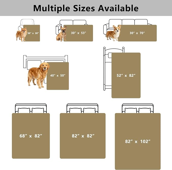 Waterproof Couch Cover for Dogs - Washable Pets Furniture Protector | TPU Leak-Proof Liner, Lightweight & Reversible, Fits Chair, Sofa, Bed, 30" x 30" , Sand/Cream