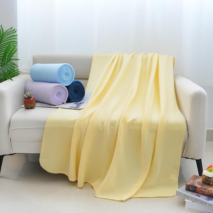 ZYFZCYBL Fleece Throw Blankets Lightweight Warm Soft Cozy Pet-Friendly Bulk Fleece Throw Blanket Solid for Home Bed, Sofa，Office,Gifts, Couch (Pack of 6-50 x 60 inch，Assorted 1)