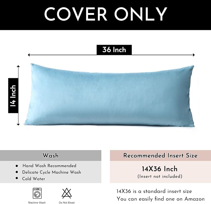 Artscope Luxury Velvet Lumbar Pillow Cover Super Soft Decorative Rectangle Throw Pillow Covers Case Cushion Covers for Sofa Couch Bedroom Car Decor 14x36 Inch Light Blue
