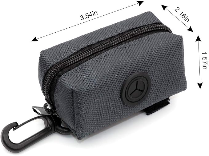 SLSON Pet Waste Bag Dispenser Zippered Pouch,Portable Dog Poop Bag Holder Leash Attachment Lightweight Fabric Bags (Dark Grey)