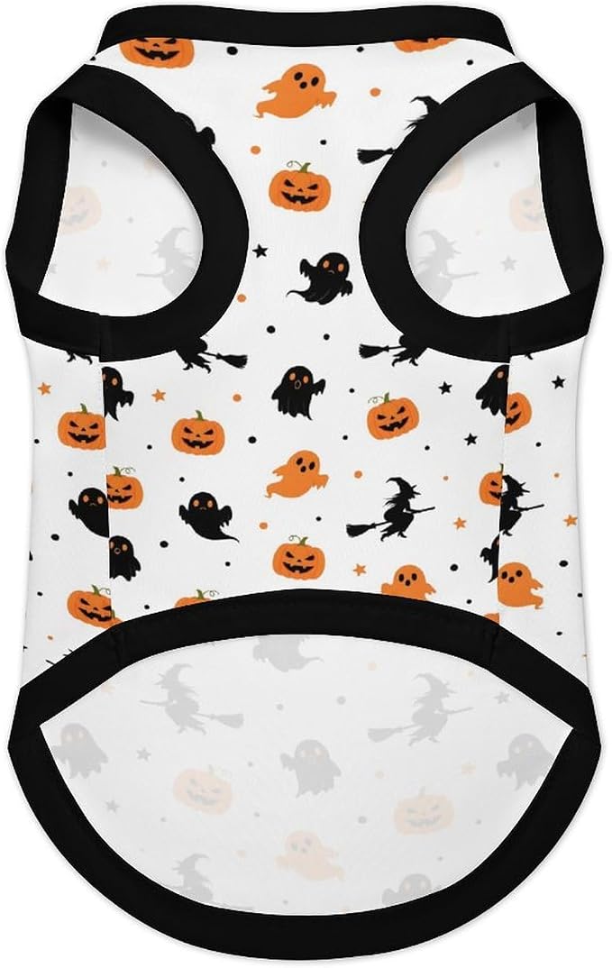 Halloween Pet Vest Fly Witch Pet Shirts Medium | pumpkin boo Dog Shirt Vest cute pet Sleeveless Vests Ice Silk Dog T-Shirts holiday Dog Clothes Halloween Canine Wear