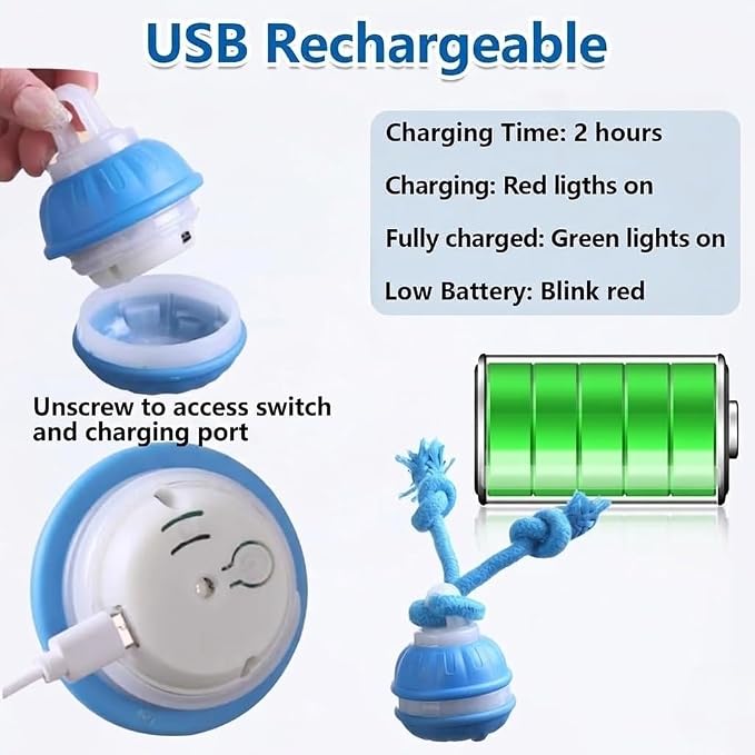 Interactive Dogs Toy with Motion Activated - 3 Play Modes Smart Moving Ball for Small Medium Doggy, USB Rechargeable Squeaky Rolling Accessory with Auto-Wake & Mute Option for Indoors Outdoors