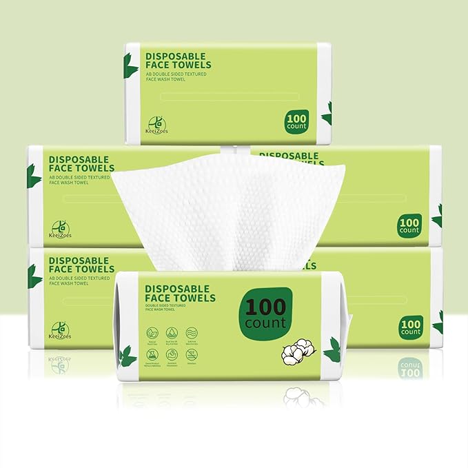 Disposable Face Towels 600 Count, Biodegradable Ultra Soft & Thick Facial Towels for Sensitive Skin, Lint-Free Makeup Remover Dry Wipes, Multi-Purpose Cleansing Towelettes for Face Wipes, Skincare