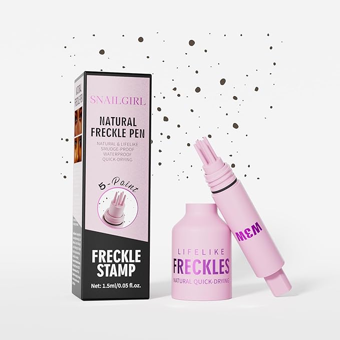 Freckles Stamp Pen – Waterproof Freckle Stamp, Long-Lasting 5-Point Faux Freckle Marker for Natural Sun-Kissed Makeup (#03 Shallower)