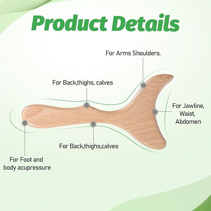 Lymphatic Drainage Massager, Natural Wood Therapy Massage Tools One-Handed Gua Sha Body Tool Manual Anti-Cellulite Sculpting Board for Muscle Release, Fascia Massage, Body Contouring - 1 Pack