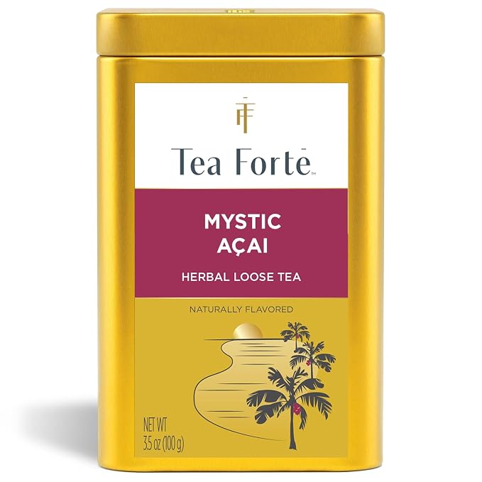 Tea Forte Mystic Acai Premium Loose Leaf Caffeine-Free Herbal Tea Blend Canister, Makes 35-50 Cups