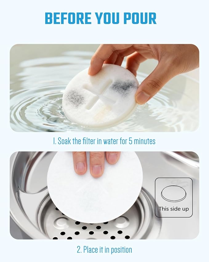 Dog Water Fountain Replacement Filters for WF02 (6Filters)
