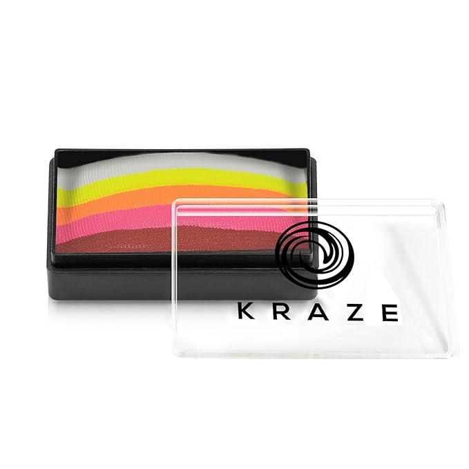 Kraze FX Dome Stroke - Burning Heart (25 gm), Professional 1-Stroke Split Cake, Hypoallergenic, Non-Toxic, Water Activated Face & Body Painting Makeup Supplies for Halloween, Kid Safe, Adults