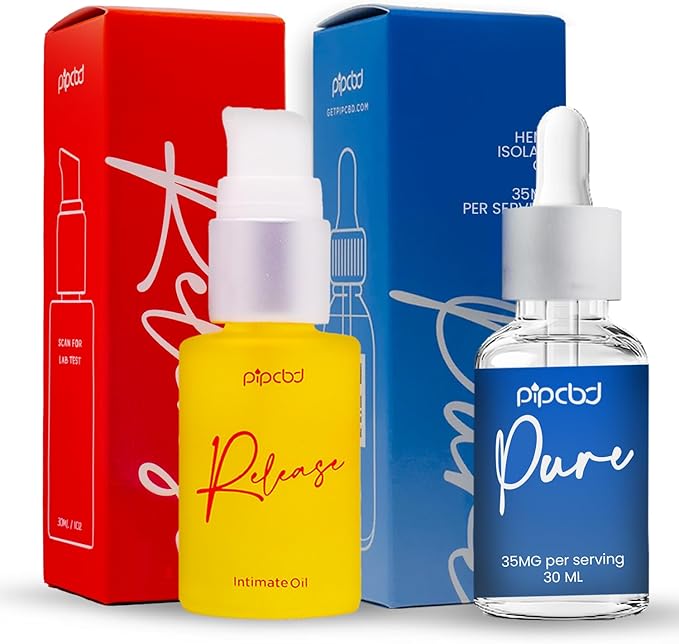 Release Intimate Arousal Oil & Pure Hemp Wellness Oil Bundle – Infused with Golden Jojoba, Sweet Almond & Hemp Isolate – Enhances Sensation, Reduces Dryness & Supports Daily Wellness | 2 Bottles