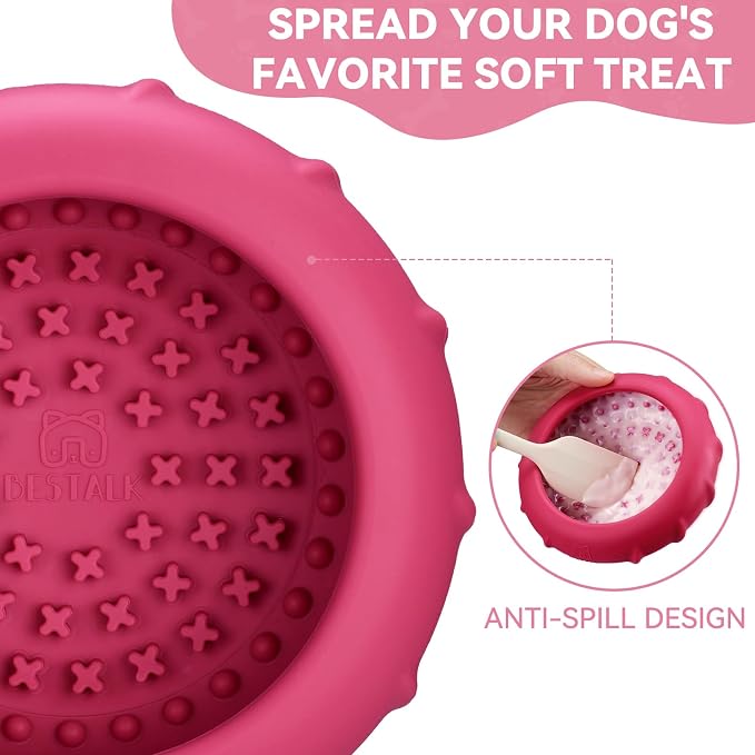 Dog Lick Bowl, Bestalk Wobbly Freeze Bowl Enrichment Feeder for Dogs, Anxiety Relief Lick Mat Puzzle Toy for Distraction, BPA Free Silicone, Dishwasher Safe(Rose,S)
