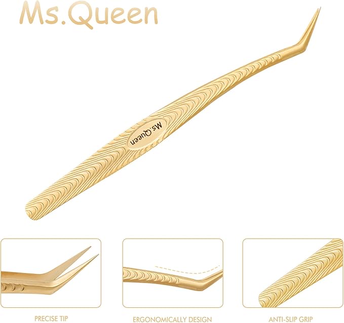 Ms.Queen Lash Tweezers for Eyelash Extension-Professional Lashing Tweezers for Mega Volume Mink Eyelashes Extensions Applying,Volume