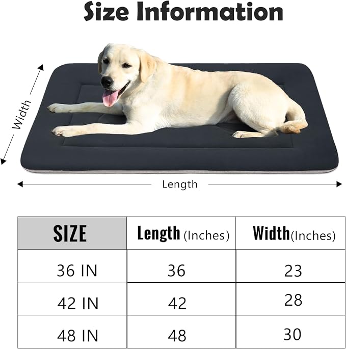 Extra Large Dog Bed Soft Dog Crate Pad Mat, 48 in Non-Slip Bottom Washable Dog Sleeping Mattress Pet Beds Cat Bed Kennel Pad, Dark Blue Gray