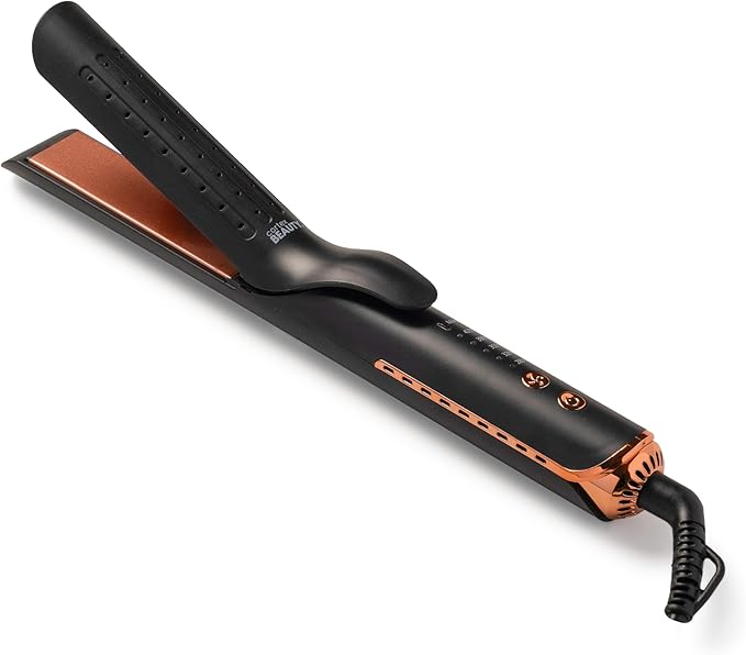 Cortex Beauty 360° Airflow Styler Curling Iron | 2-in-1 Hair Straightener and Curler with Cool Air Flow Vents | Professional Flat Iron with Ionic Wand to Lock in Curls for Long & Short Hair, Black