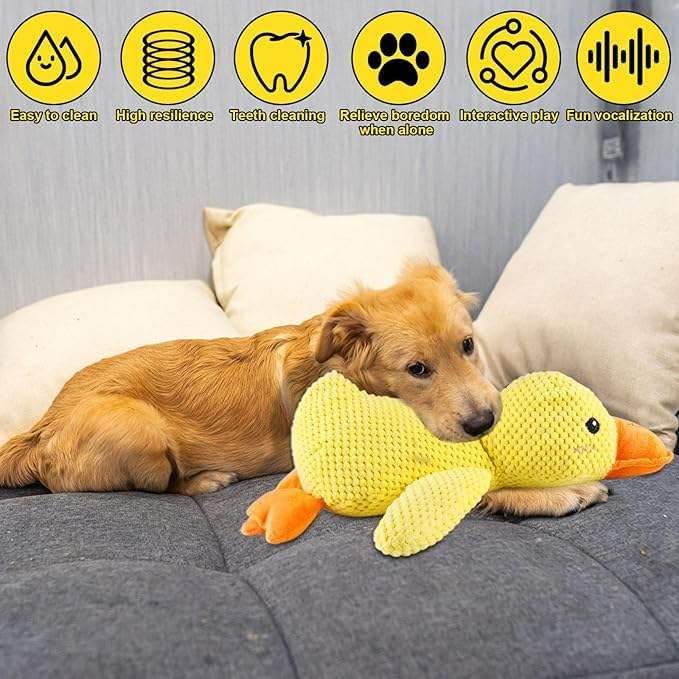 Mellow Dog Calming Duck Toy for Dogs, 2026 Upgraded Plush Duck with Squeaky Sound, Interactive Crinkle Chew Toy for Anxiety Relief, Durable Soft Pillow Toy for All Breed Aggressive Chewers