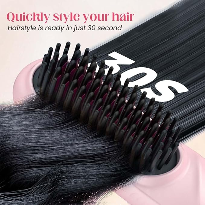 2026 Hair Straightener Brush, Cordless Hair Straightener Brush for Short Hair, Mini Portable Travel Straightening Hair Comb Brush with 4 Temps Fast Heating for Women, All Hair Types (Pink)