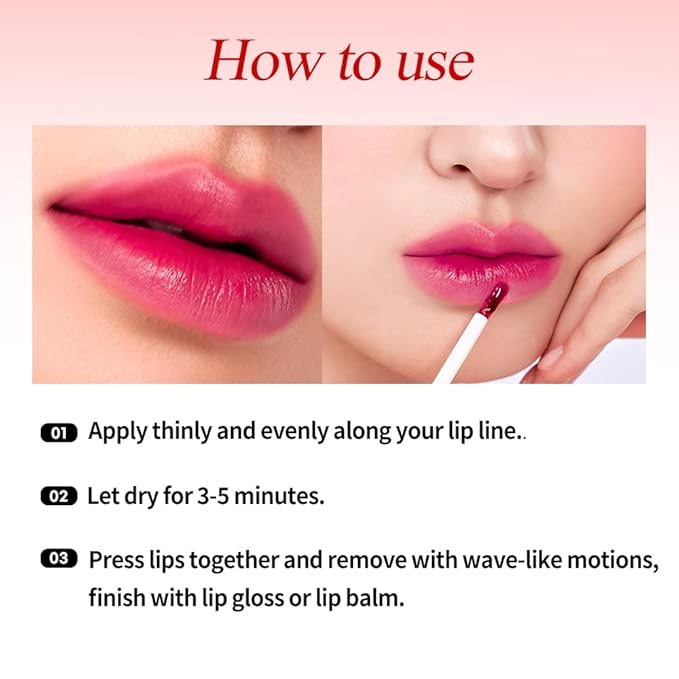 Berrisom Lip Tattoo Tint Pack 6g – Waterproof Peel‑Off Lip Stain, Smudge‑Resistant & Long‑Lasting Color, Hydrating Low‑Irritation Formula, 5 Colors (Orchid Pink)