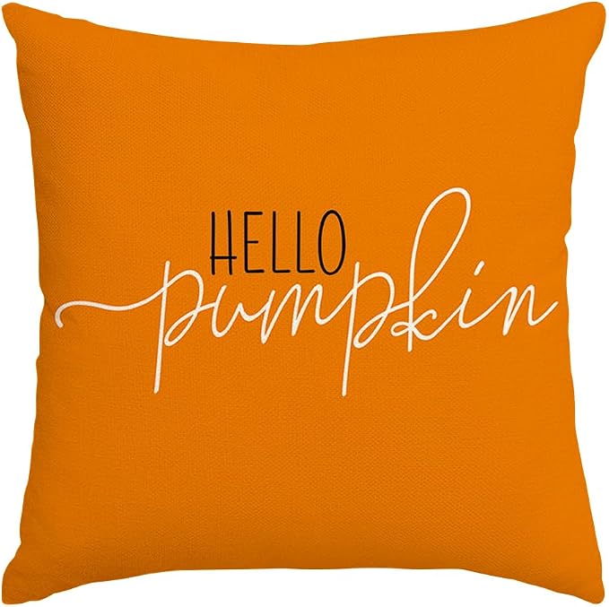 RABUSOFA Fall Pillow Covers 20x20 Inch,Autumn Hello Pumpkin Pillows Decorative Throw Pillows,Outdoor Thanksgiving Cushion Cover Farmhosue Fall Decor for Bedroom Couch Sofa