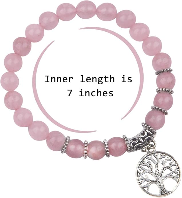 Jardme Healing Crystal Bracelets for Women, 8mm Beaded Natural Stone Stretch Chakra Bracelets Tree of Life Bracelet Jewelry Gifts for Women