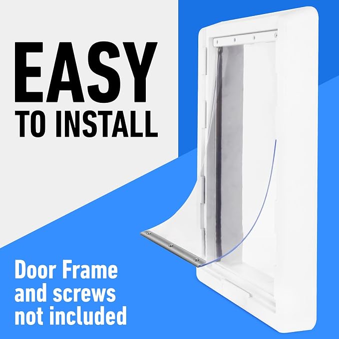 Evergreen Pet Supplies Dog Door Replacement Flap - All-Season Weatherproof Door Seal - Quick DIY Installation for Pet Supply - Sturdy Aluminum Construction for Dog Supply - 9.75 in x 17 in, White