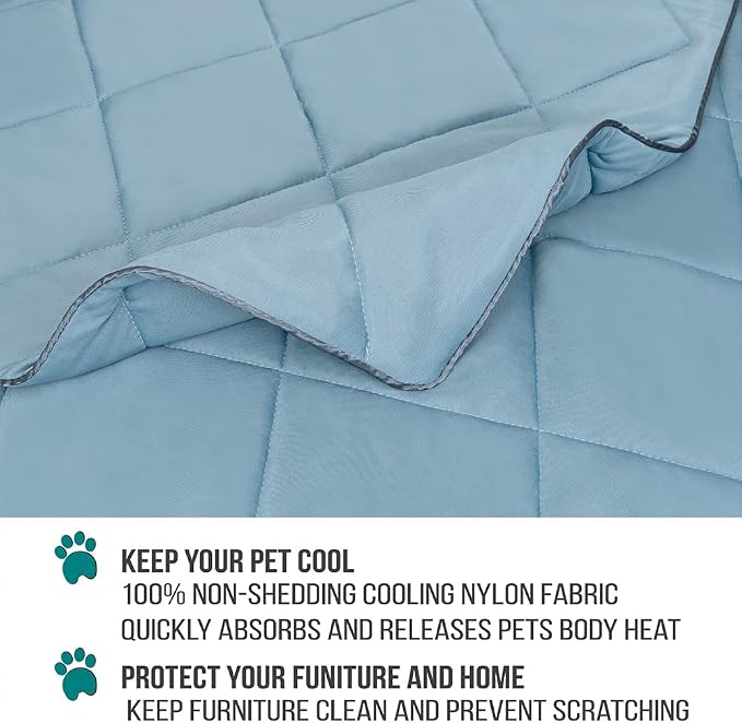 PetAmi Premium Cooling Dog Blanket | Lightweight Fluffy Pet Throw Blanket Bed Cover for Dogs, Cat, Puppies | Pet Blanket Furniture Protector Couch Sofa | Reversible Fuzzy Cozy | 60x80, Dusty Blue