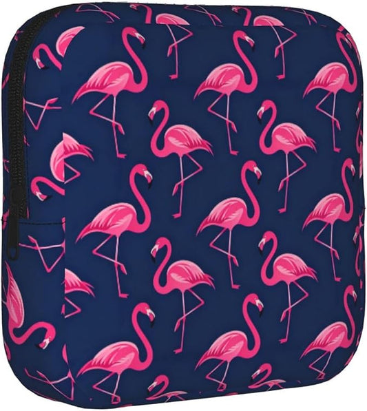 Pink Flamingos Flamingo Tropical Hawaii Hawaiian Tropical Period Bag For Women,Portable Sanitary Napkin Period Pad Pouch For Purse, Small Make Up Bags
