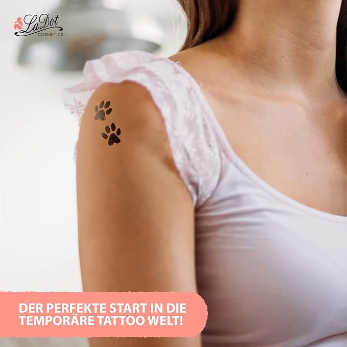 LaDot Temporary Tattoo Stamp– Easy-to-Use Reusable Ceramic Skin Stamp for Creating Custom Temporary Tattoos – Fun Body Art Tool for Parties, Events, and Festivals (Cat Paw, Small)