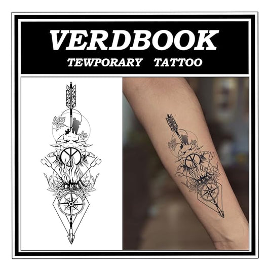 Waterproof Temporary Tattoos: 2-Sheet Tattoo Kit with Realistic Body Stickers, Semi-Permanent Tattoos for Adults Lasting 7-15 Days – Safe for Men & Women, Unity Arrow