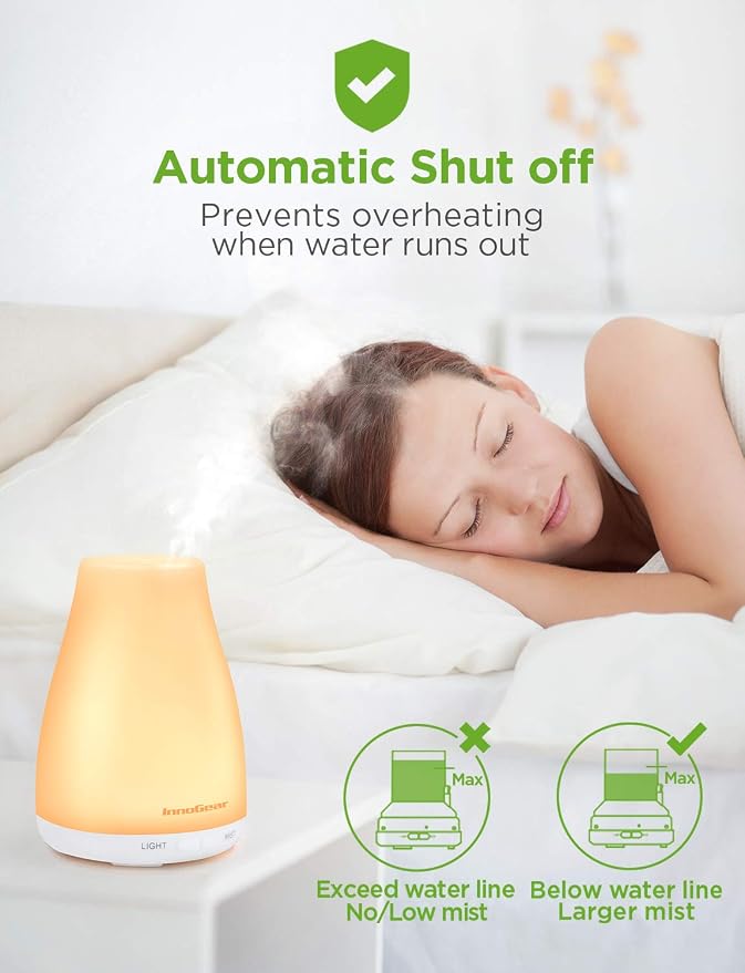 InnGear 100ML Essential Oil Diffuser & 300ML Premium 5-in-1 Ultrasonic Aromatherapy Diffusers, Scent Humidifier Aroma Diffuser Vaporizer Auto-Off Timer for Room Office Home