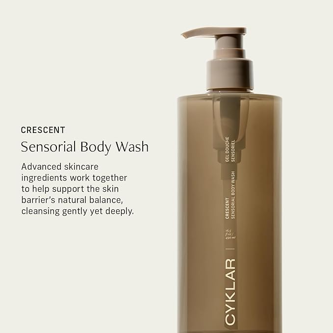 CYKLAR Sensorial Body Wash. Crescent Fragrance Hydrating Cleanser with Moisture Locking Multi-Oil Complex, Sodium PCA and Glycerin. Nourishing Shower Gel for Women and Men, 16.5 Fl Oz Luxury Bodywash