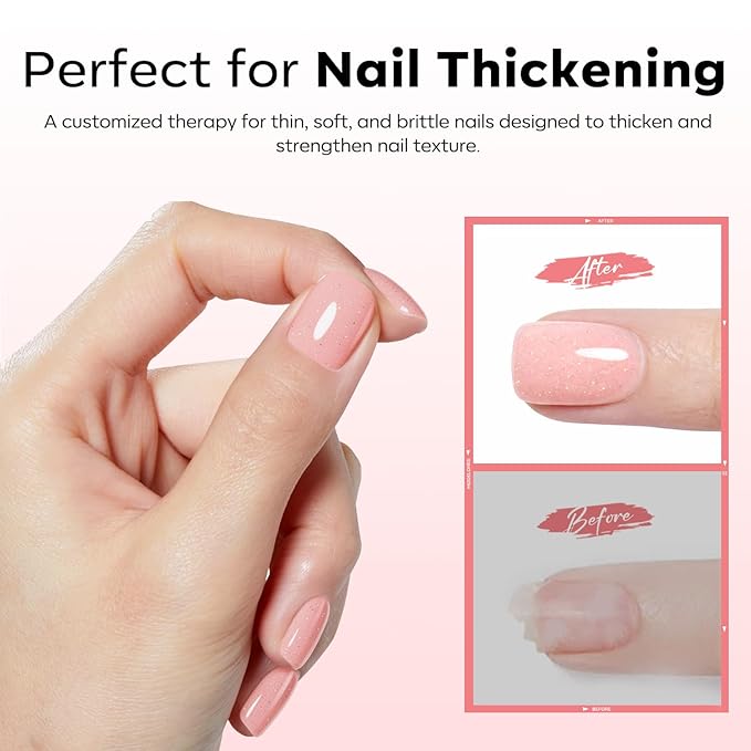 modelones Builder Rubber Gel Base Coat for Nails, Nude Pink Glitter Rubber Base Gel Nail Polish for Strengthen Apex Building Extension Protect Weak Nails Long Last U V Manicure Gift for Women