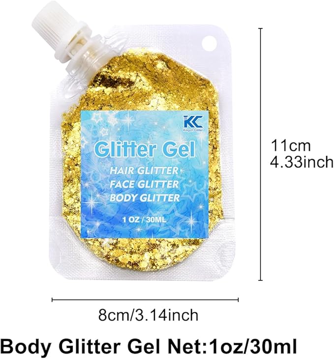 Chunky Glitter Gel Set 6 Colors Cosmetic Glitter for Body Face Hair Nail,Sequins Glitter for Women and Kids,Multi-Use Festival Party Sparkle Powder
