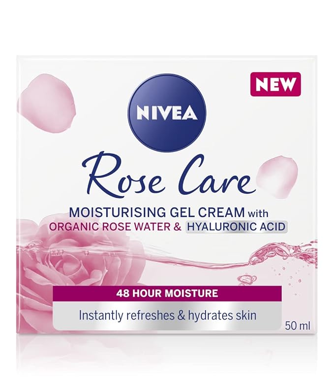24h Day Cream (50 ml), Face Care with Rose Water and Hyaluron, Light Gel Face Cream for Smooth Delicate Skin, Moisturising Cream