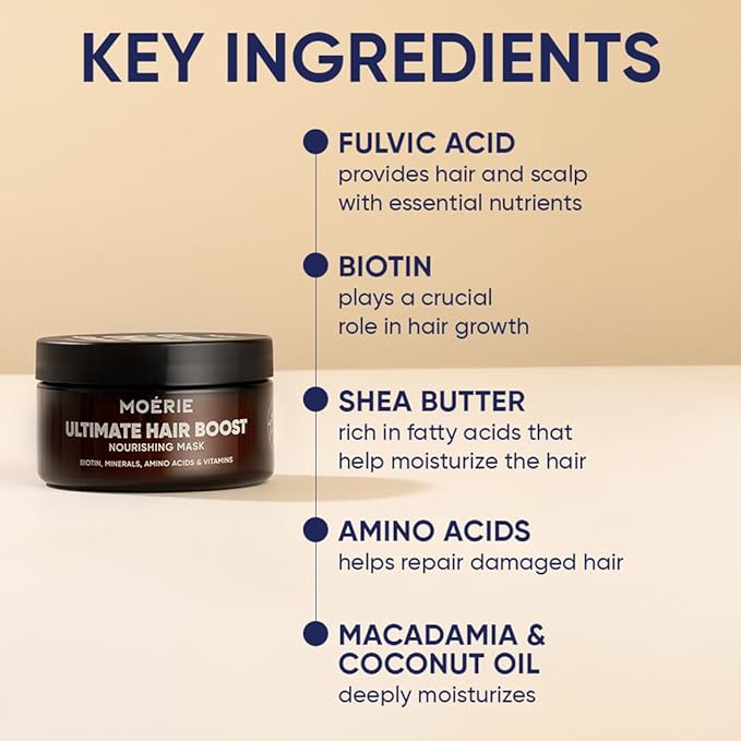 Moerie Shampoo and Conditioner Plus Hair Mask and Spray Mega Pack – The Ultimate Growth Care – For Longer, Thicker, Fuller Hair - Volumizing Products – Paraben & Silicone Free - 4 items