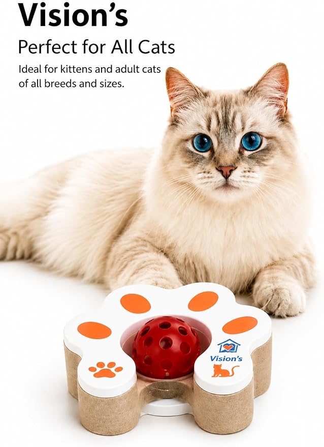 Vision's Cat Toy, Magic Organ Cat Interactive Scratcher Cardboard with Bell Ball, Foldable & Changeable Accordion Shape Exercise Anxiety Relief Toy for Indoor Cats(1PCS)