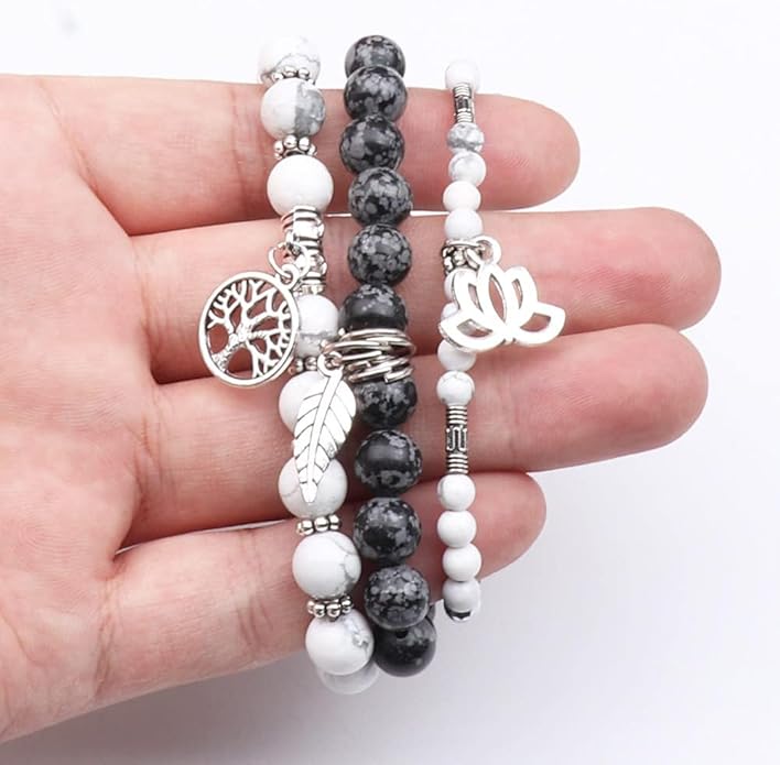 UEUC Tree of Life Yoga Healing Stone Bracelets,Multilayer Lotus Chakra Stone Reiki Bracelet Sets,Anxiety Crystal Natural Stone,for Women Stress Relief