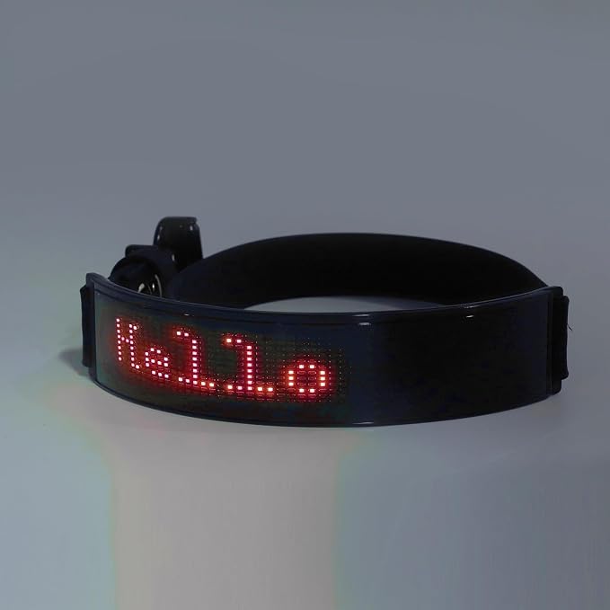 LED Dog Collar, Smart DIY Screen, Dog Tags Personalized Rechargeable Light Up Dog Collar in The Dark Pet Necklace for Night Walking, APP Controlled(Blue Green and Red) (Red