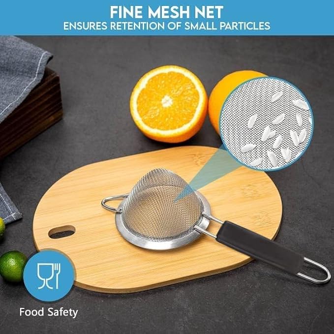 Fine Mesh Strainer - 3.3 Inch Conical Sieve - Tea Strainers for Loose Tea, Coffee Strainer, Food Strainer, Juice Strainer, and Much More!